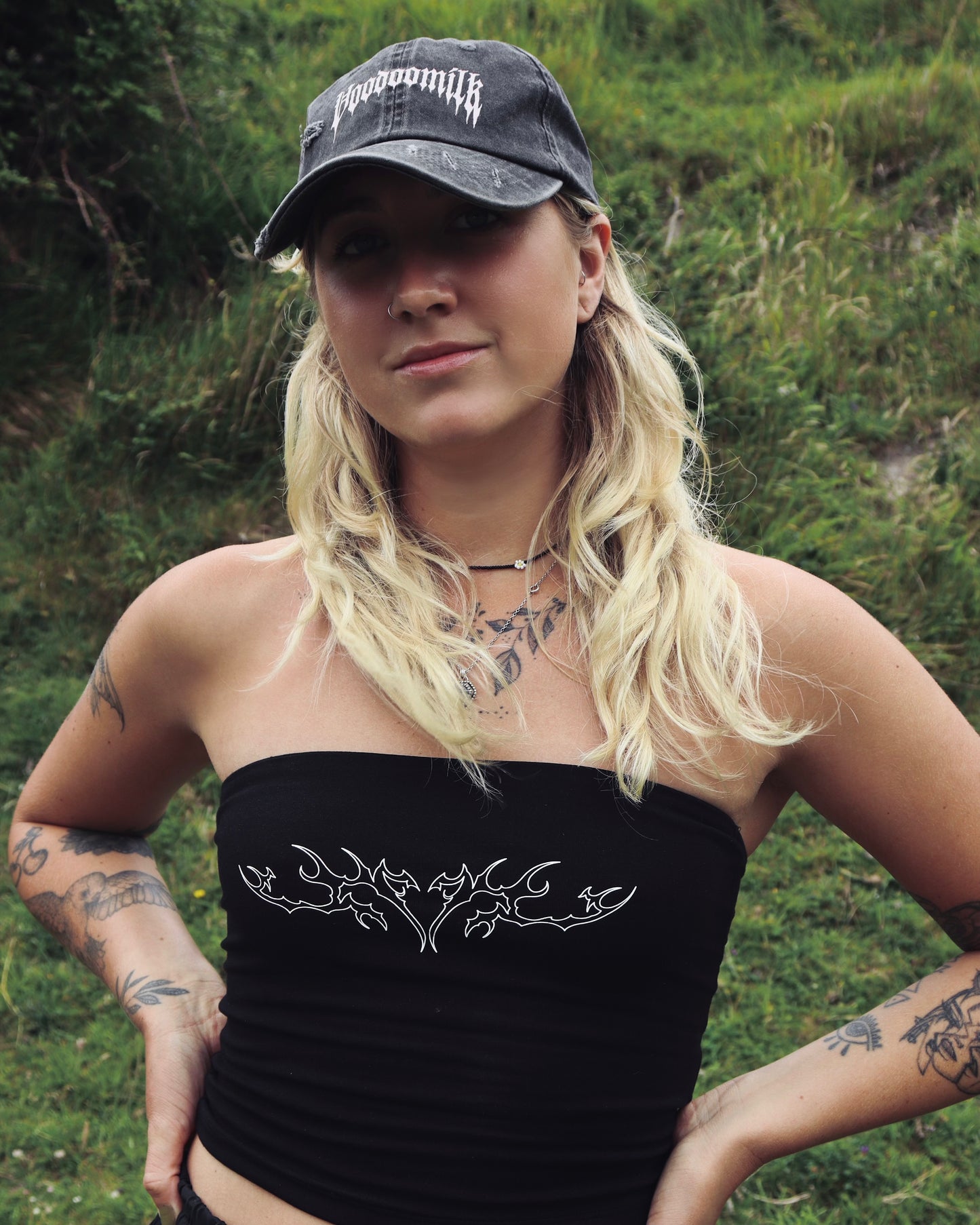 DISTRESSED - Cap (Washed Black & Baby Pink)
