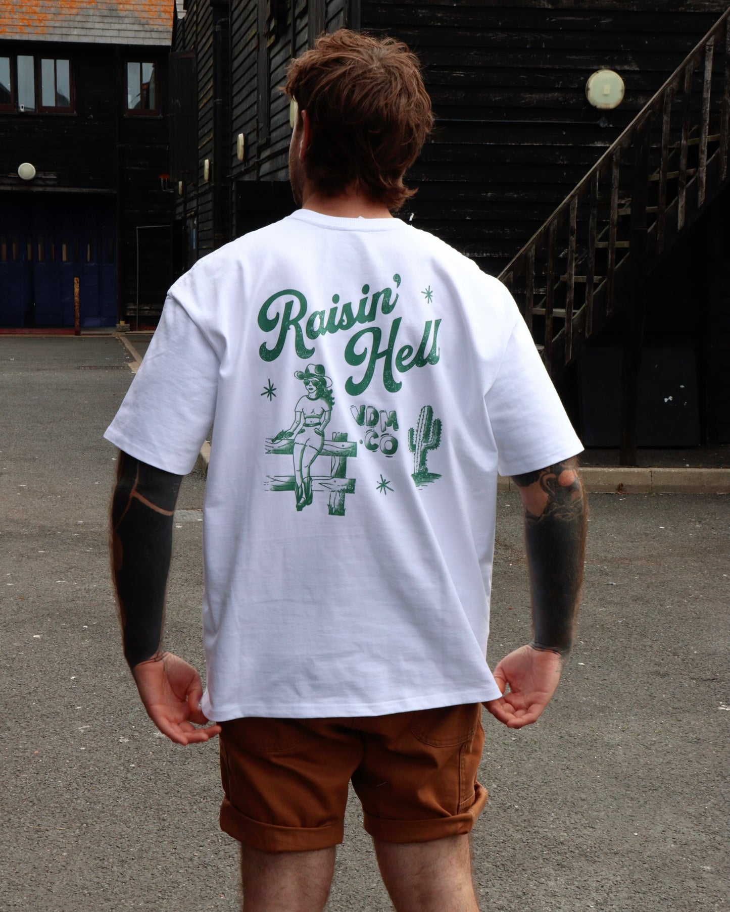 RAISIN' HELL - Heavyweight Oversized Boxy T-Shirt (White)
