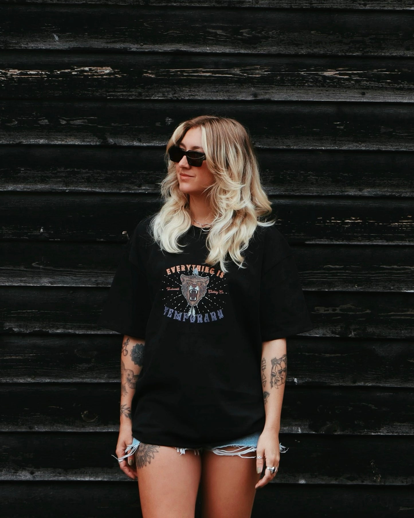EVERYTHING IS TEMPORARY - Heavyweight Oversized Boxy T-Shirt (Black)
