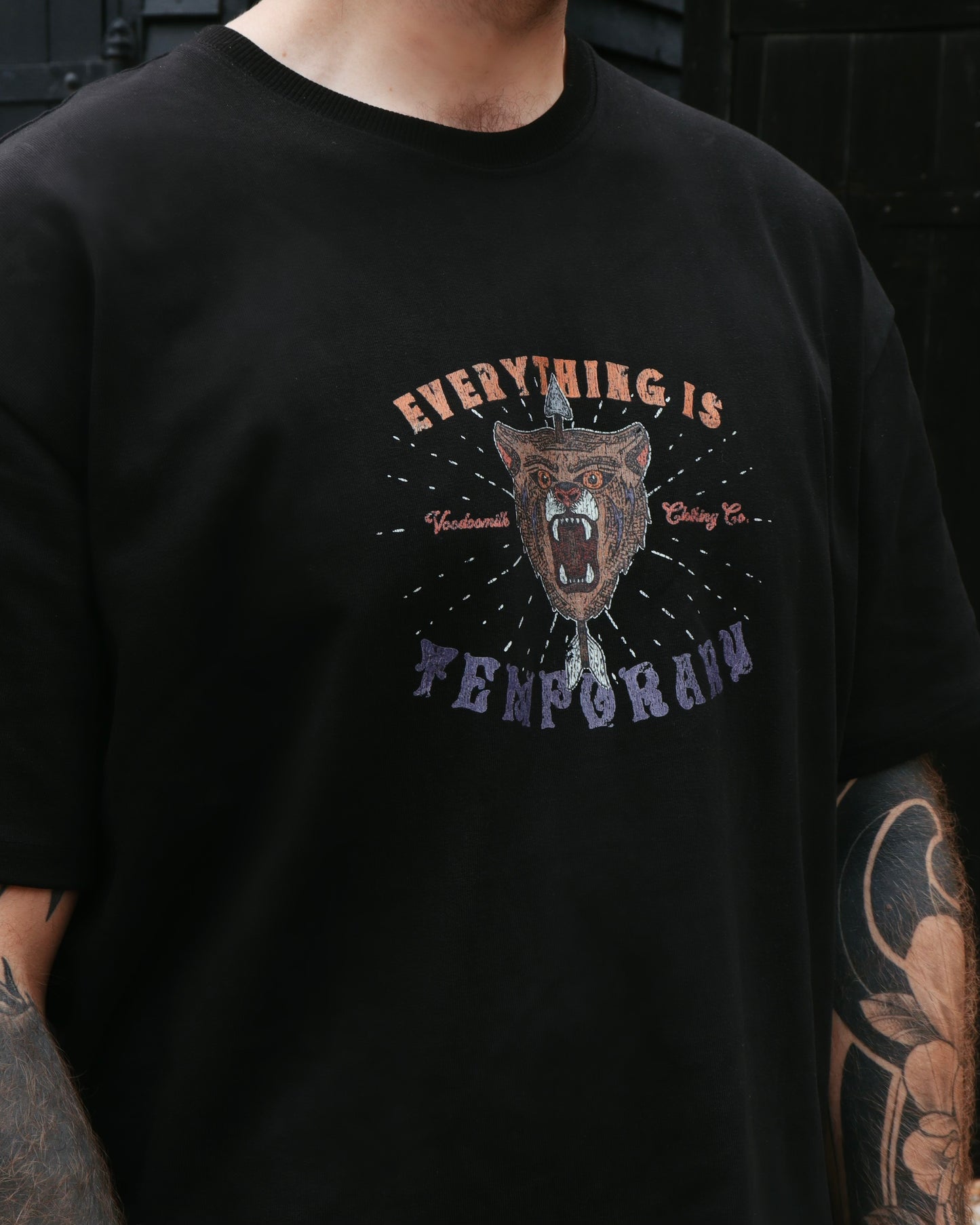 EVERYTHING IS TEMPORARY - Heavyweight Oversized Boxy T-Shirt (Black)