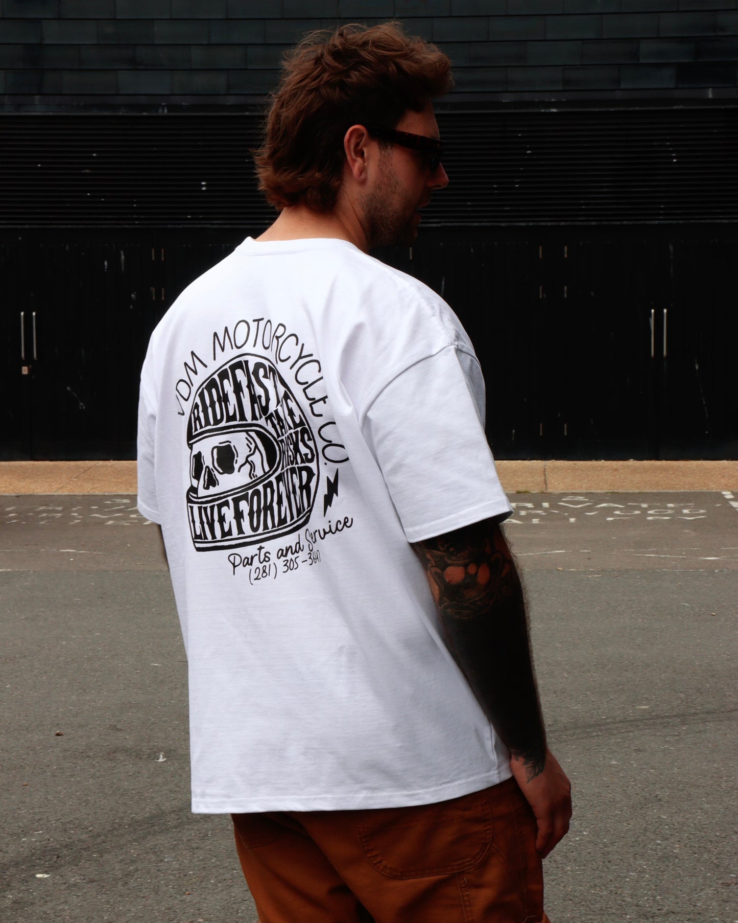 RIDE FAST - Heavyweight Oversized Boxy T-Shirt (White)