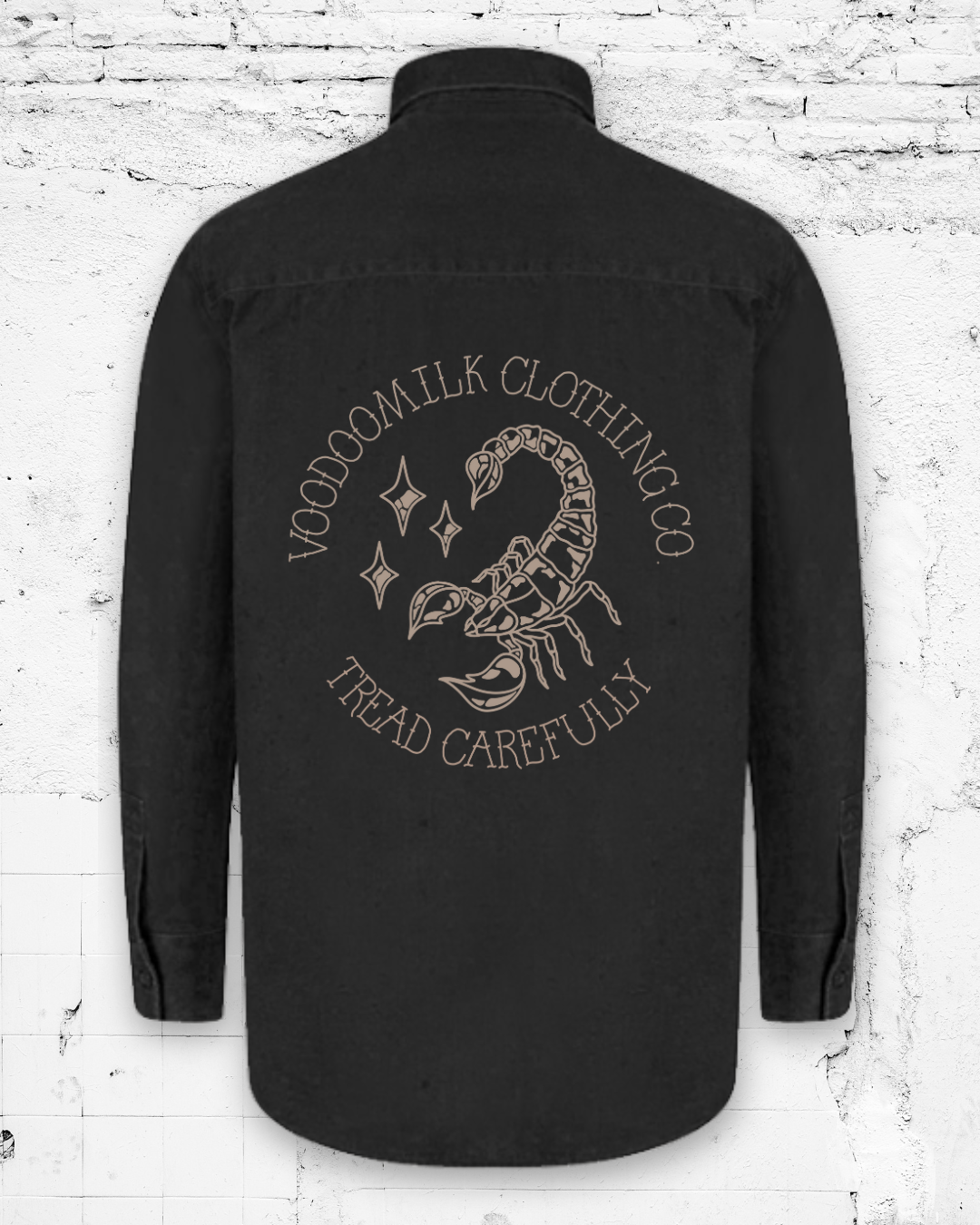 TREAD CAREFULLY HEAVYWEIGHT OVERSHIRT / BLACK