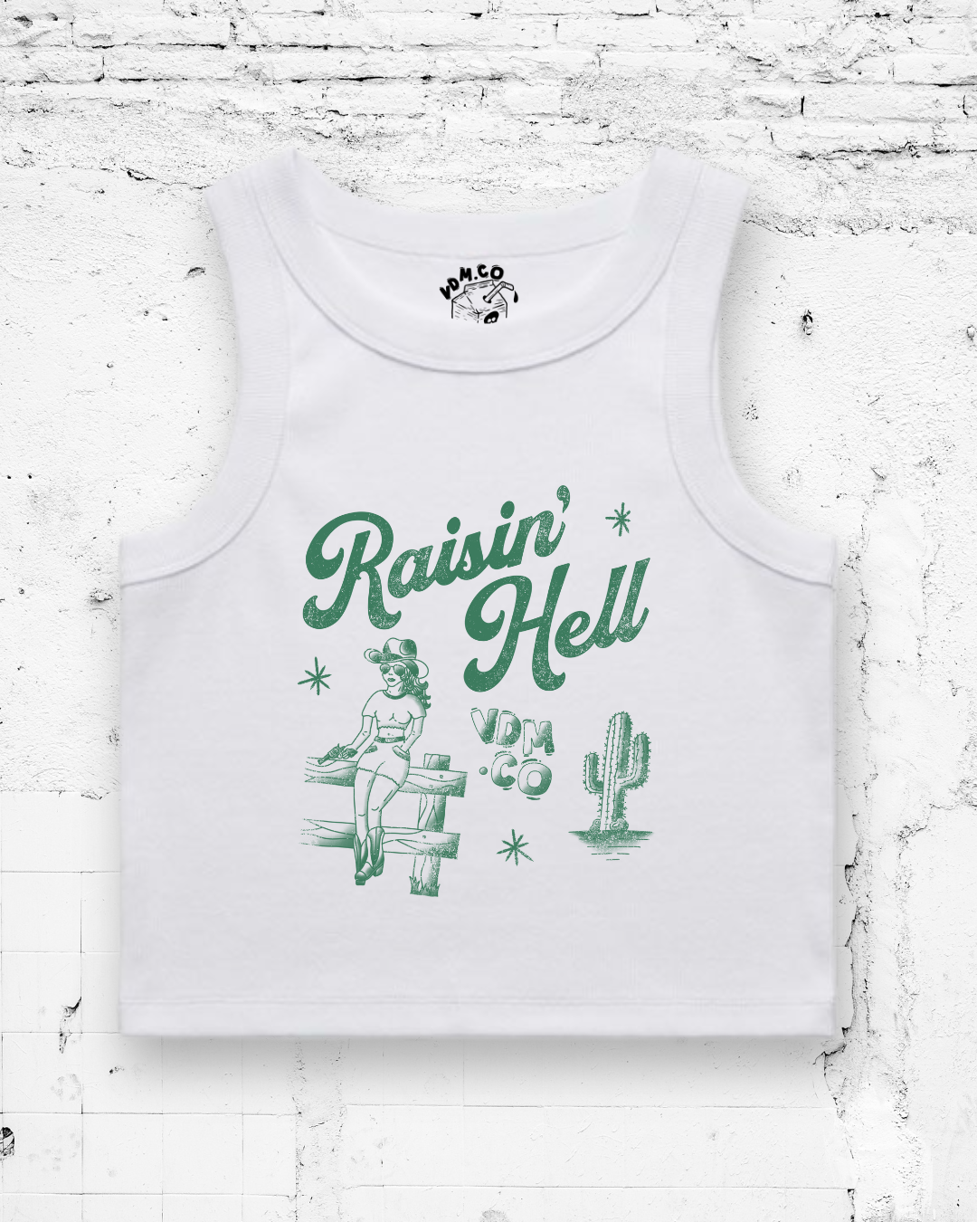 RAISIN' HELL - Cropped Tank (White)