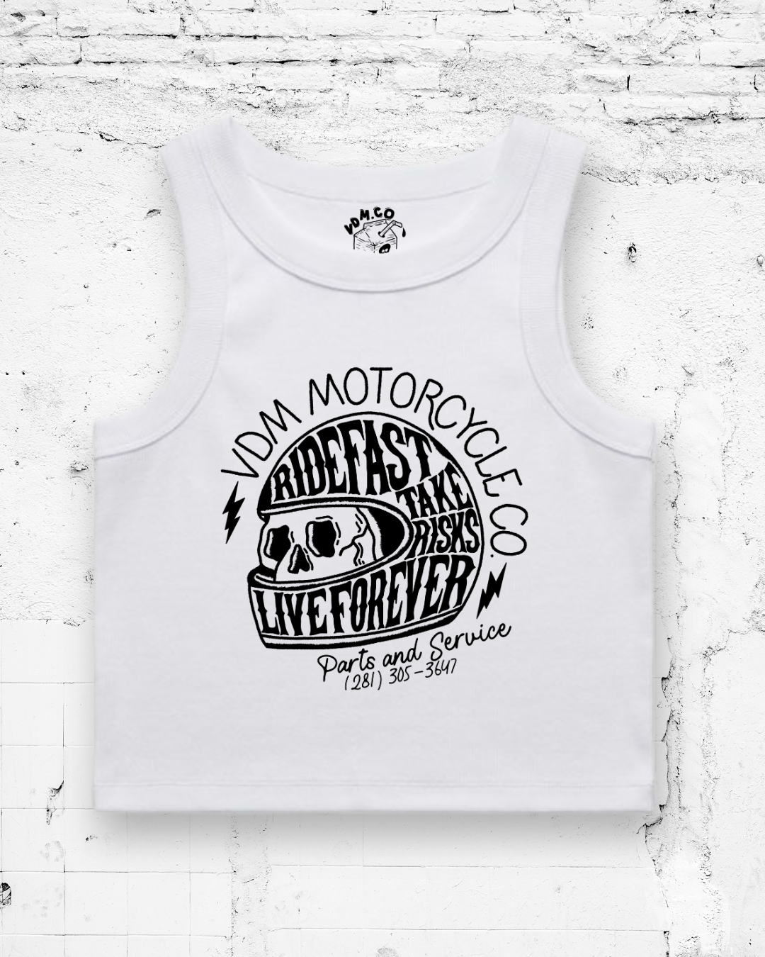 RIDE FAST - Cropped Tank (White)