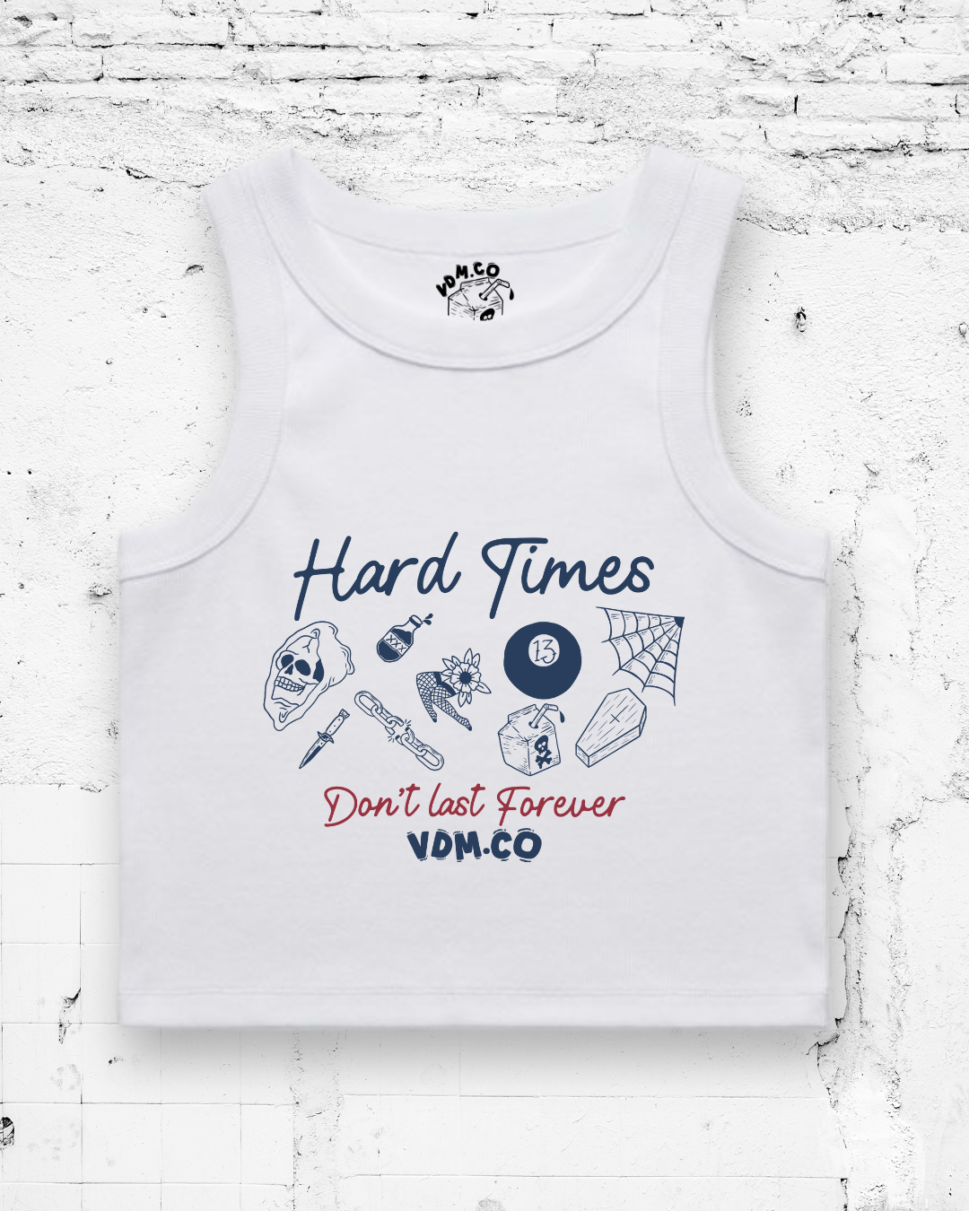 HARD TIMES - Cropped Tank (White)
