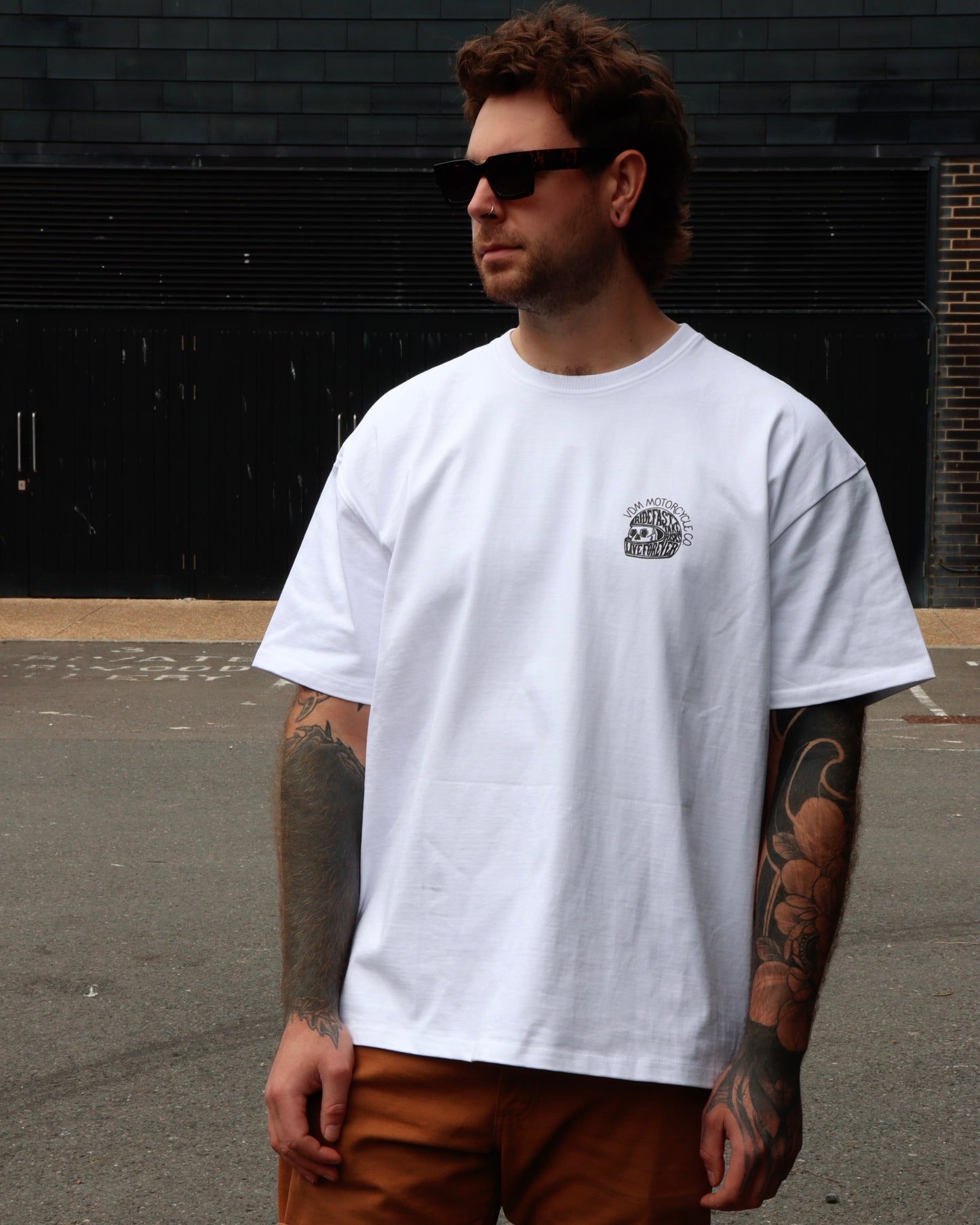 RIDE FAST - Heavyweight Oversized Boxy T-Shirt (White)