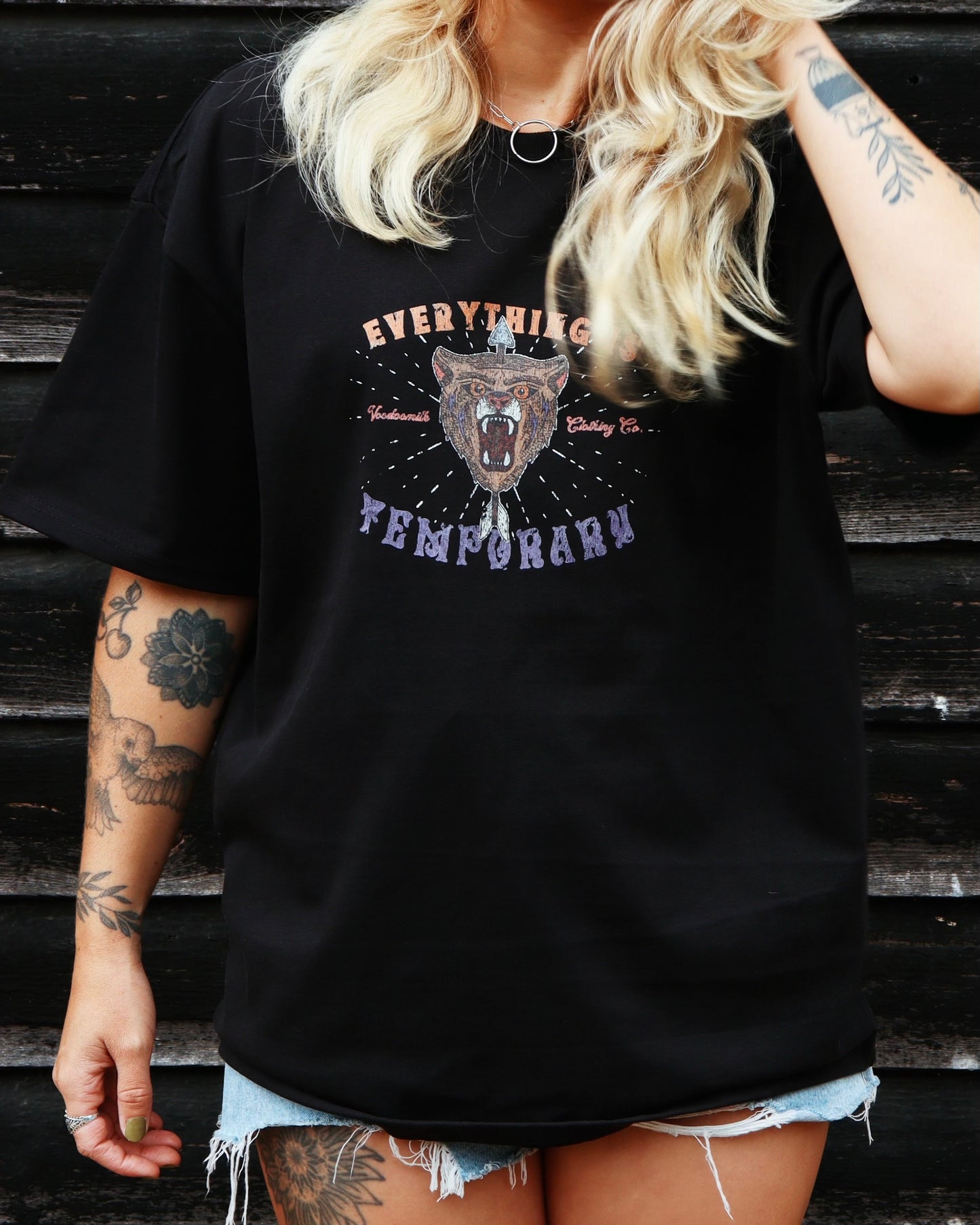 EVERYTHING IS TEMPORARY - Heavyweight Oversized Boxy T-Shirt (Black)
