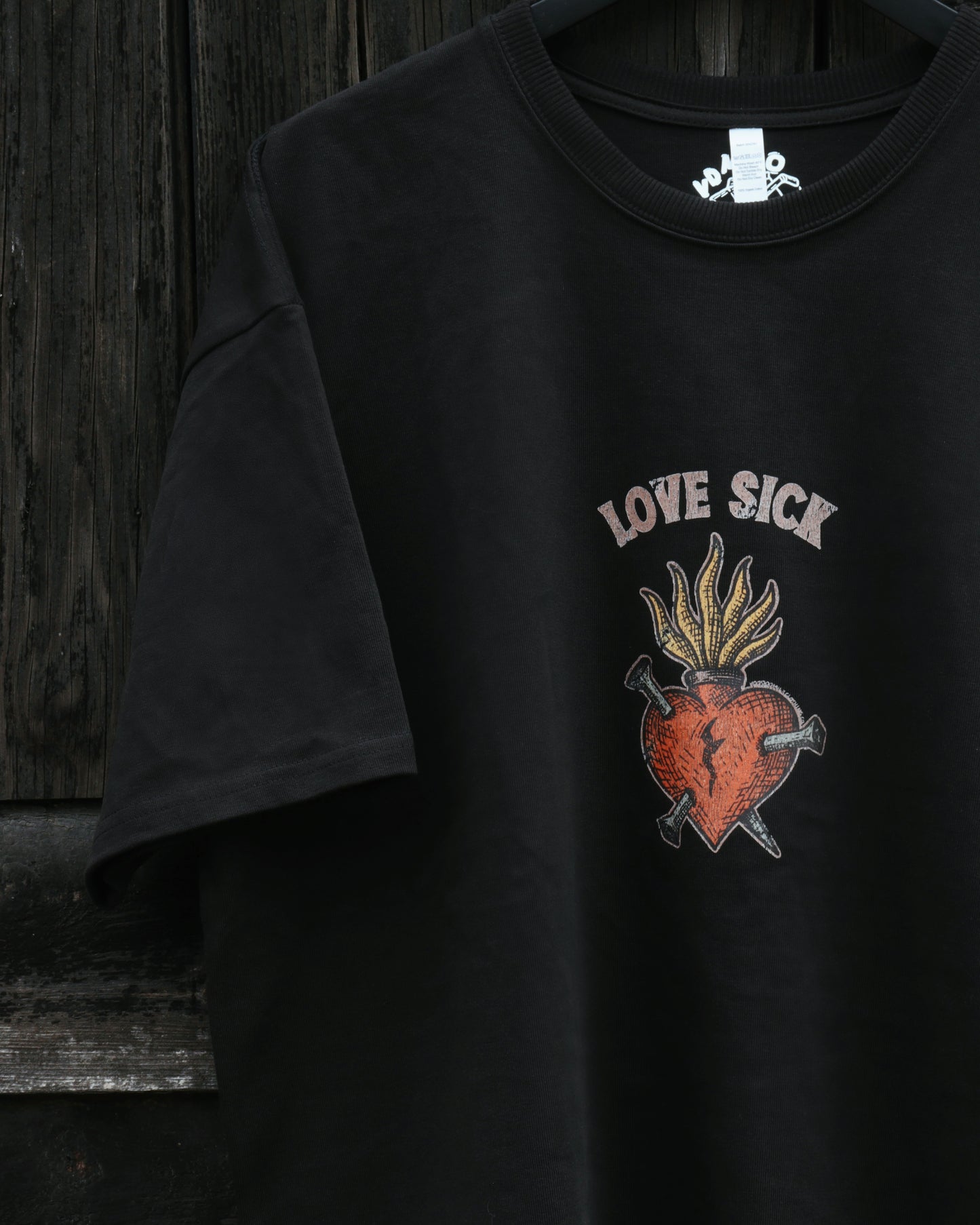 LOVE SICK - Heavyweight Oversized Boxy T-Shirt (Black)