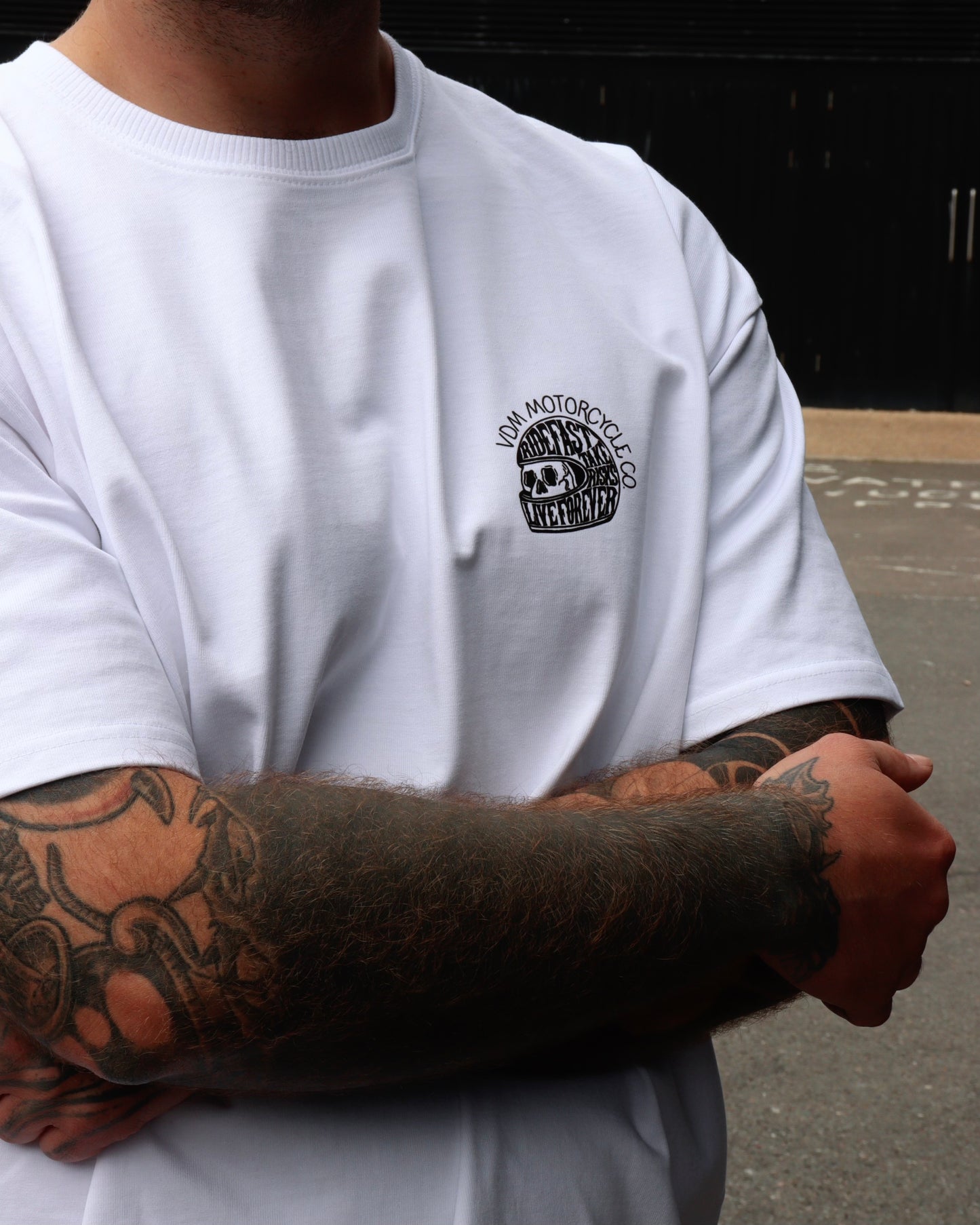 RIDE FAST - Heavyweight Oversized Boxy T-Shirt (White)