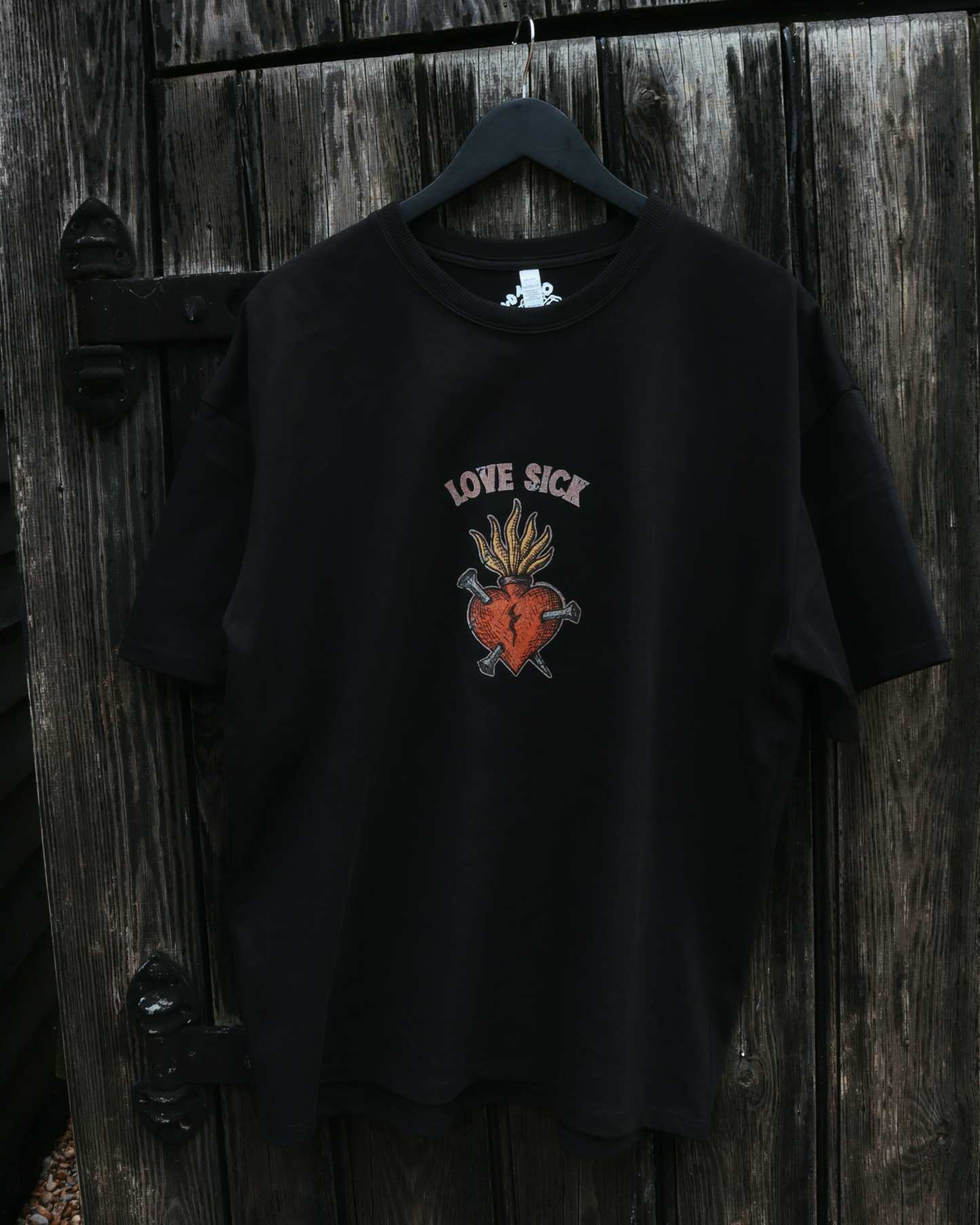 LOVE SICK - Heavyweight Oversized Boxy T-Shirt (Black)