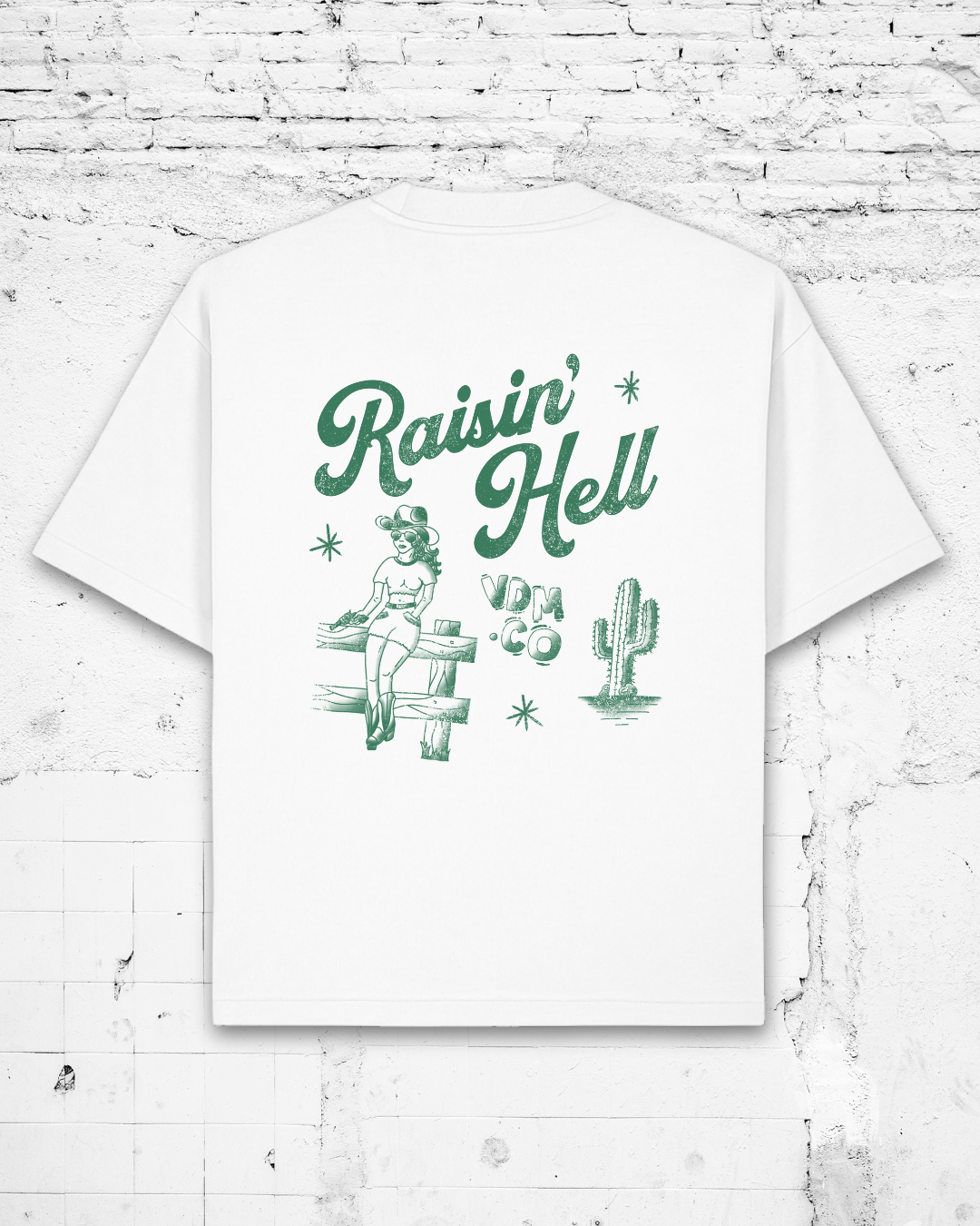 RAISIN' HELL - Heavyweight Oversized Boxy T-Shirt (White)