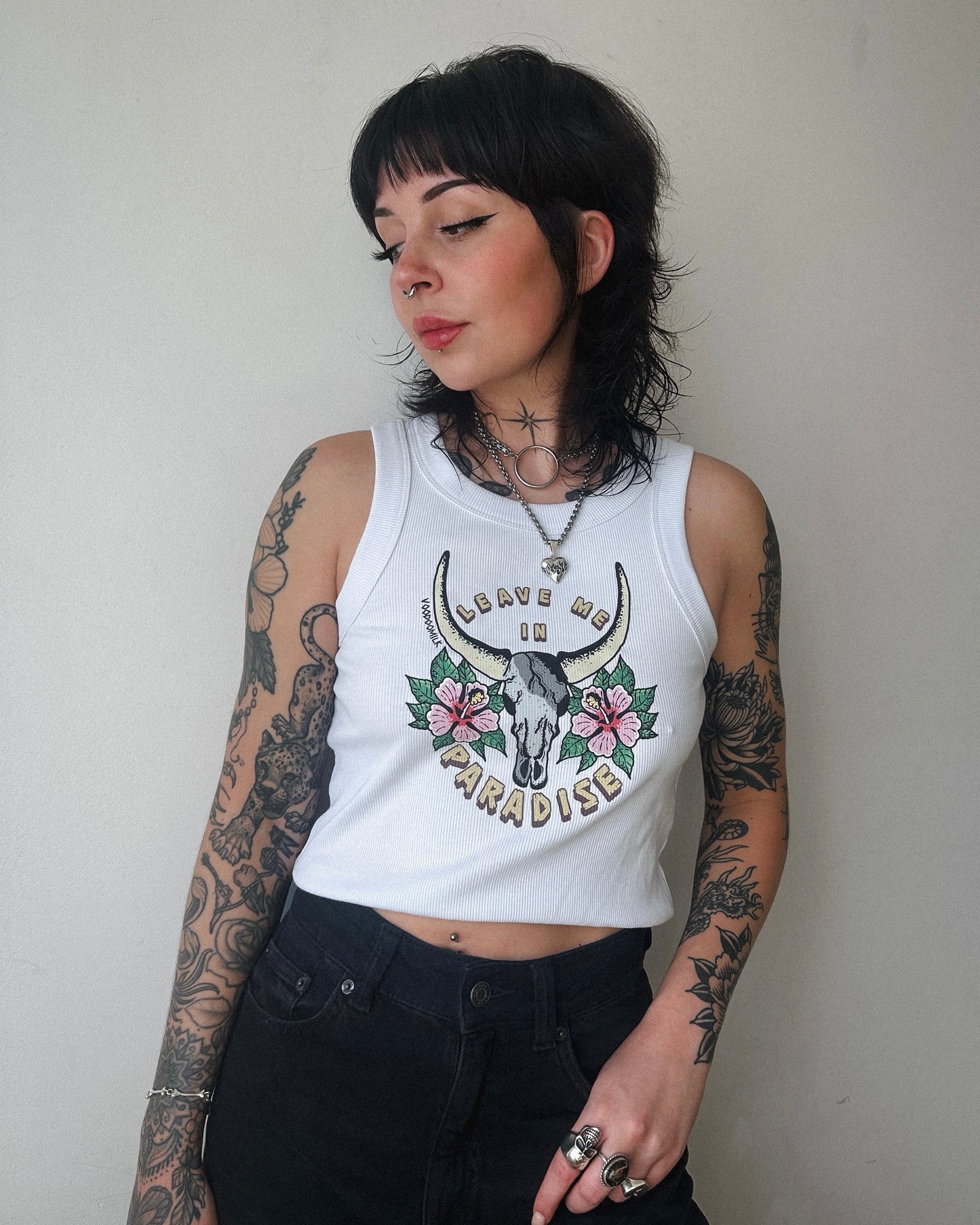 PARADISE - Cropped Tank (White)