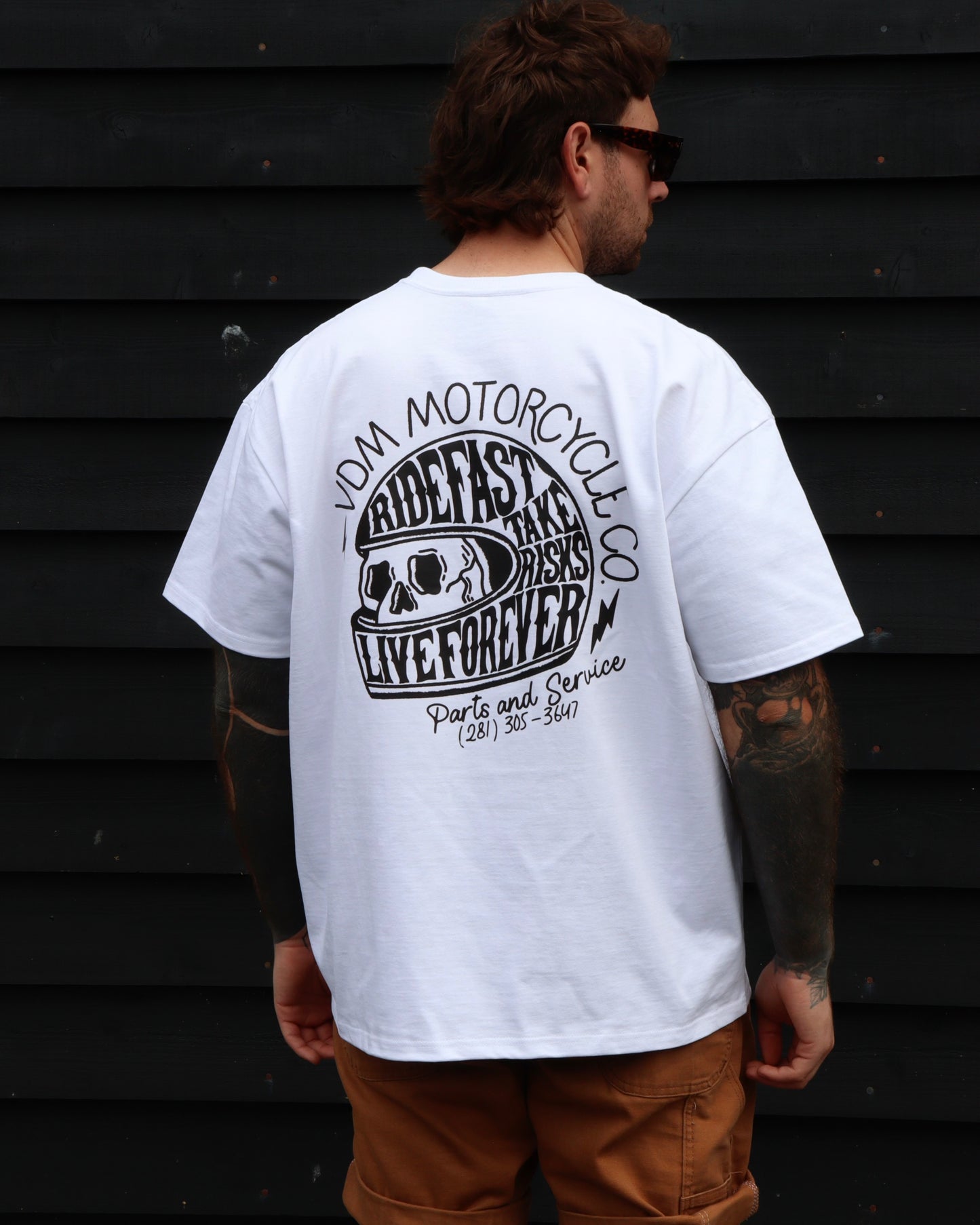 RIDE FAST - Heavyweight Oversized Boxy T-Shirt (White)