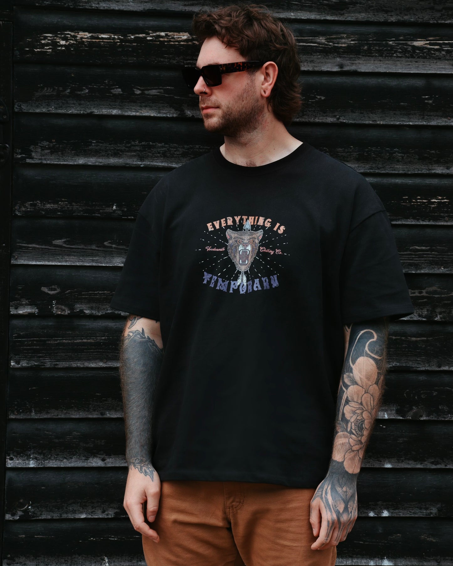 EVERYTHING IS TEMPORARY - Heavyweight Oversized Boxy T-Shirt (Black)