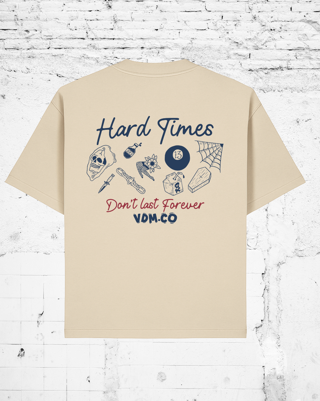 HARD TIMES - Heavyweight Oversized Boxy T-Shirt (Stone)