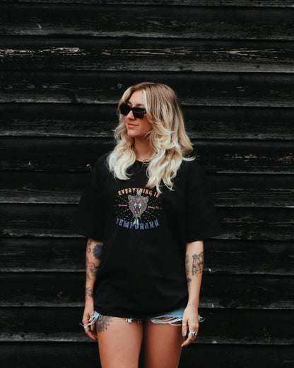 EVERYTHING IS TEMPORARY - Heavyweight Oversized Boxy T-Shirt (Black)