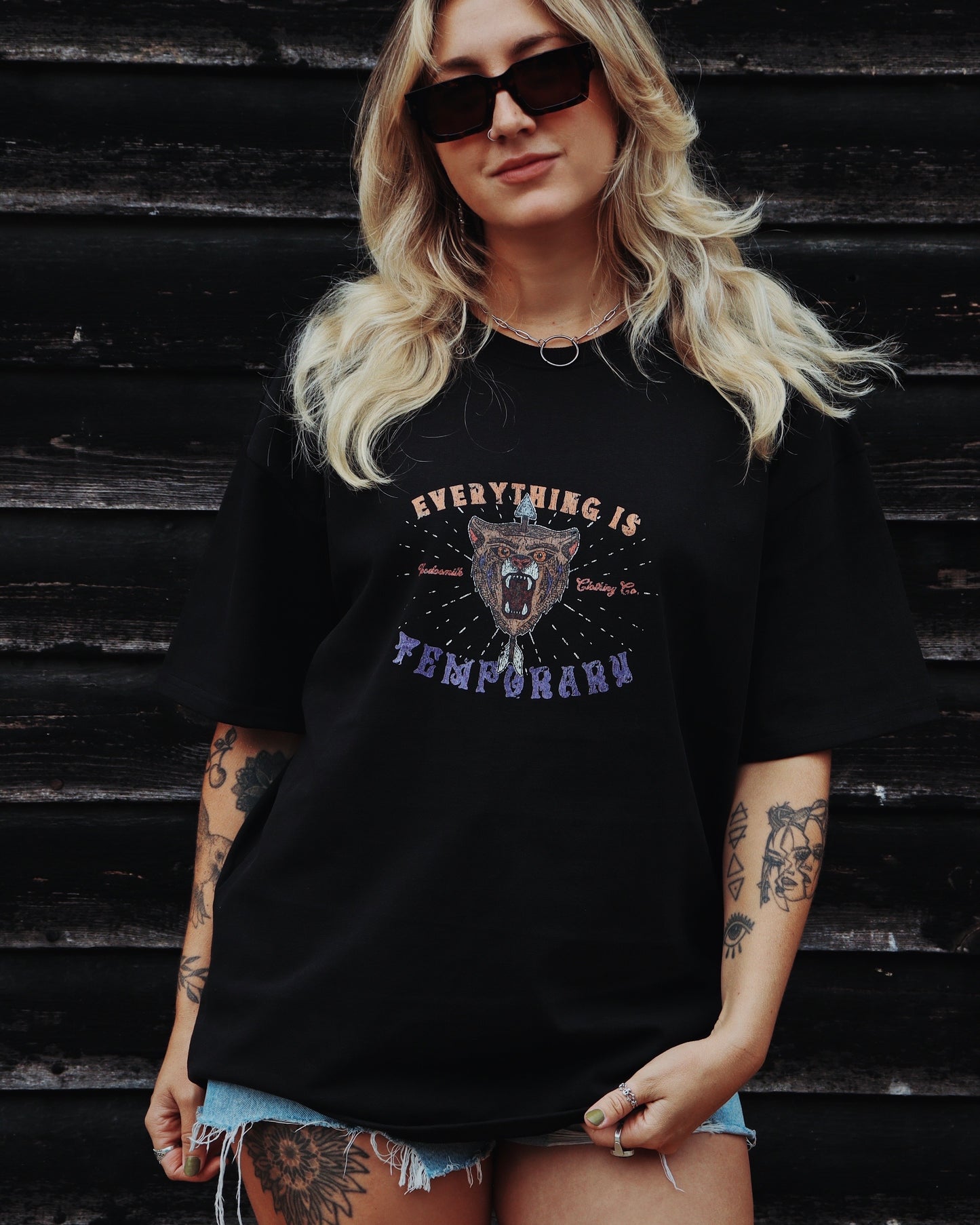 EVERYTHING IS TEMPORARY - Heavyweight Oversized Boxy T-Shirt (Black)