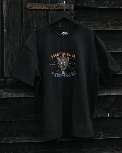 EVERYTHING IS TEMPORARY - Heavyweight Oversized Boxy T-Shirt (Black)