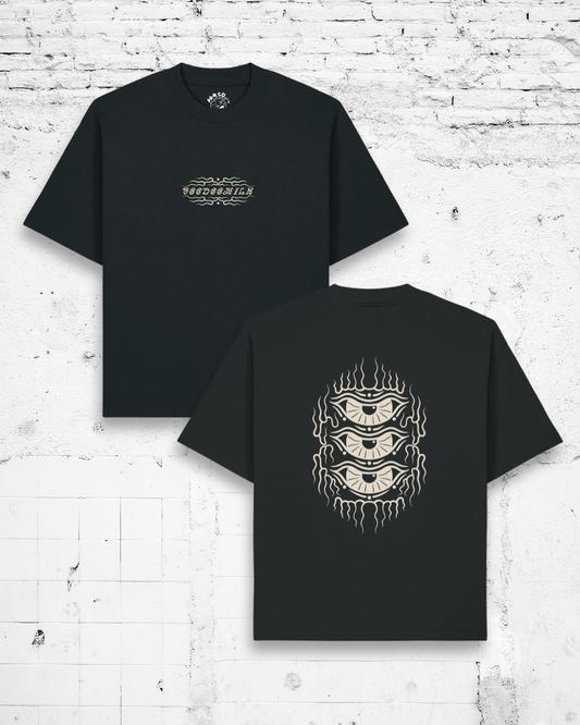 TRIPLE EYE - Oversized Boxy T-Shirt (Black)