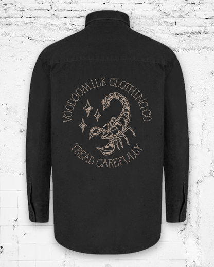 TREAD CAREFULLY HEAVYWEIGHT OVERSHIRT / BLACK