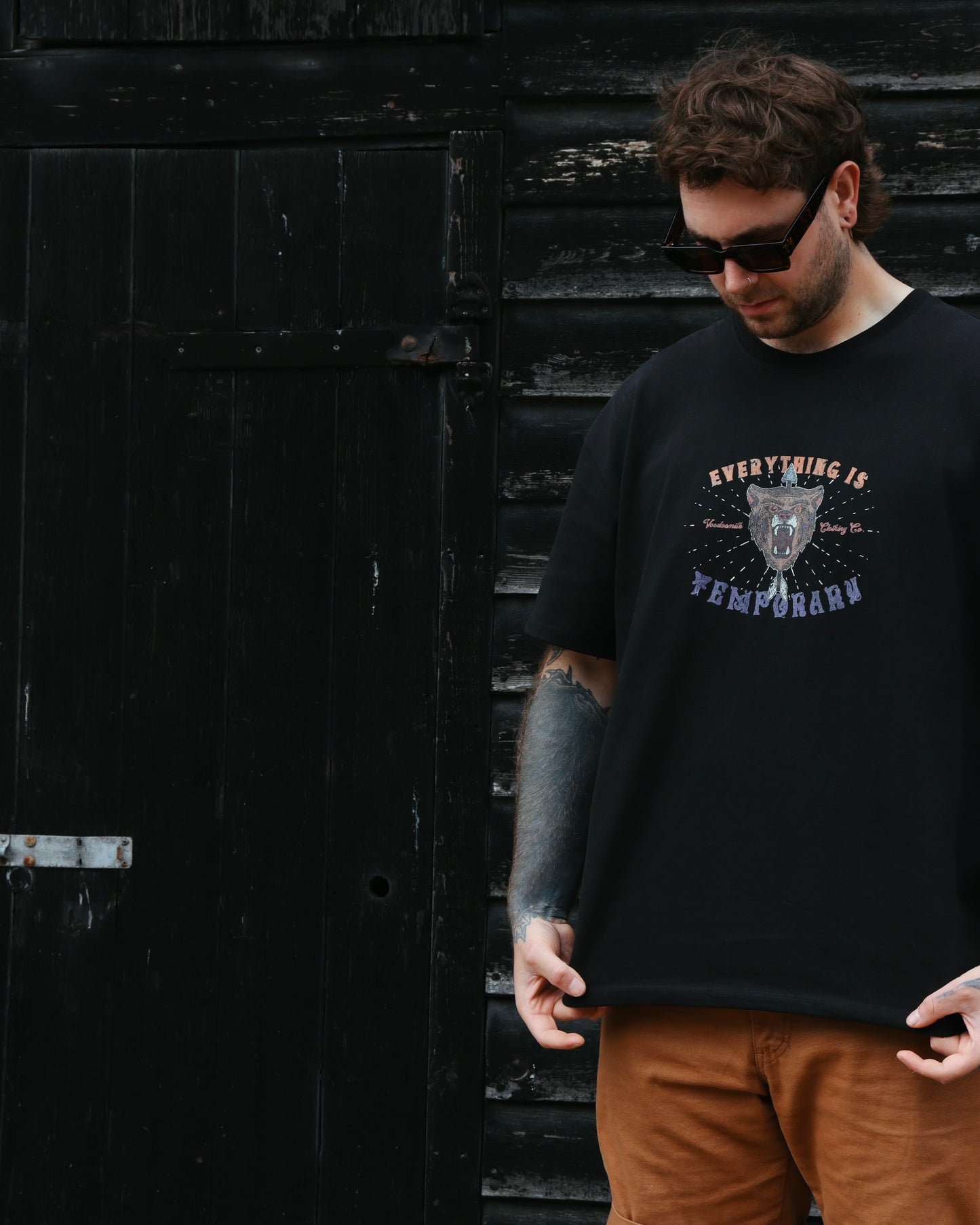 EVERYTHING IS TEMPORARY - Heavyweight Oversized Boxy T-Shirt (Black)