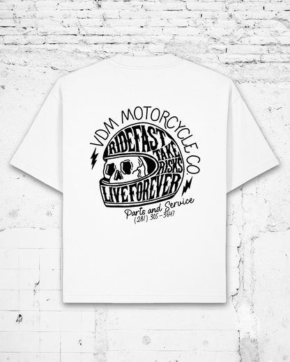 RIDE FAST - Heavyweight Oversized Boxy T-Shirt (White)
