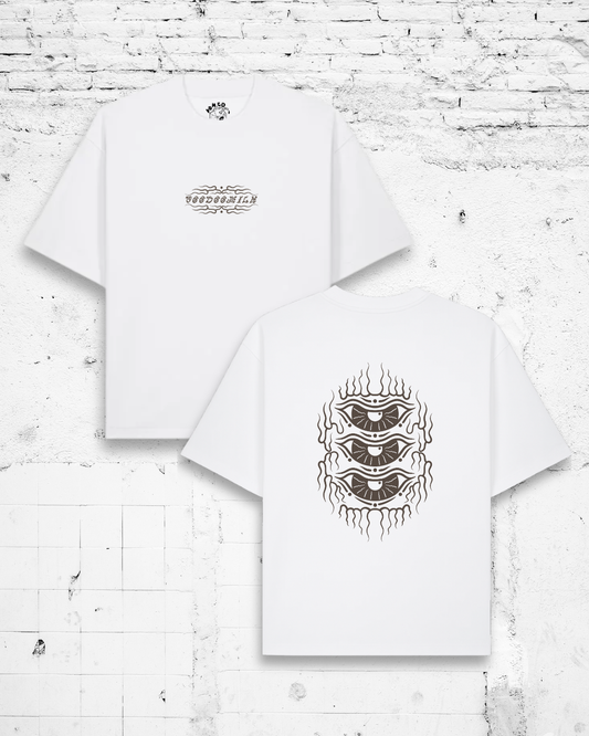 TRIPLE EYE - Oversized Boxy T-Shirt (White)