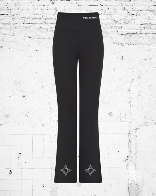 MIDNIGHT BLOOM - Flared Leggings (Black)