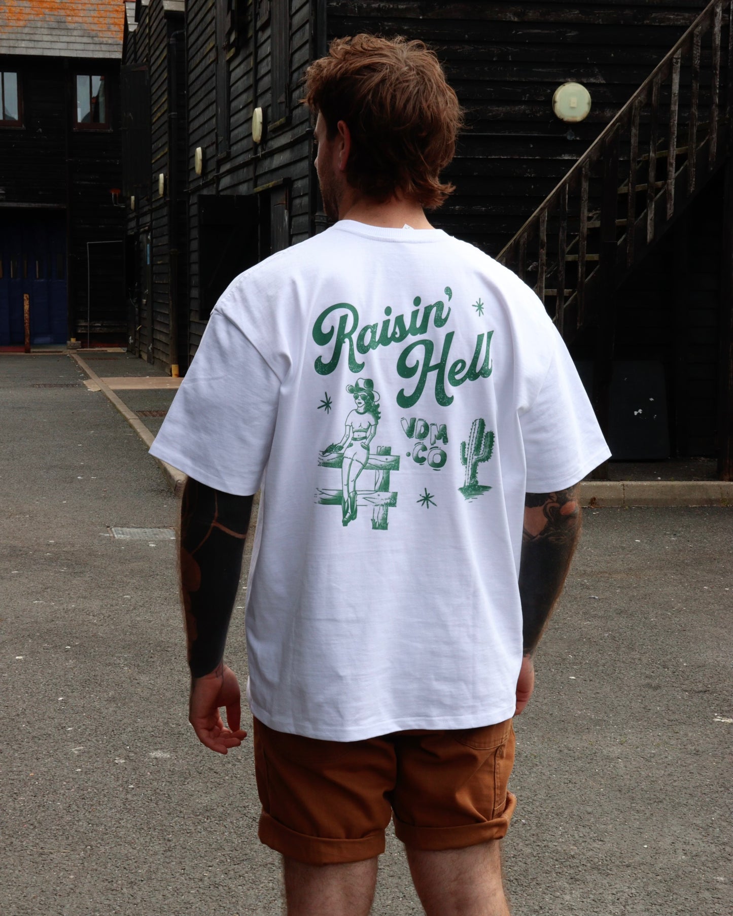 RAISIN' HELL - Heavyweight Oversized Boxy T-Shirt (White)