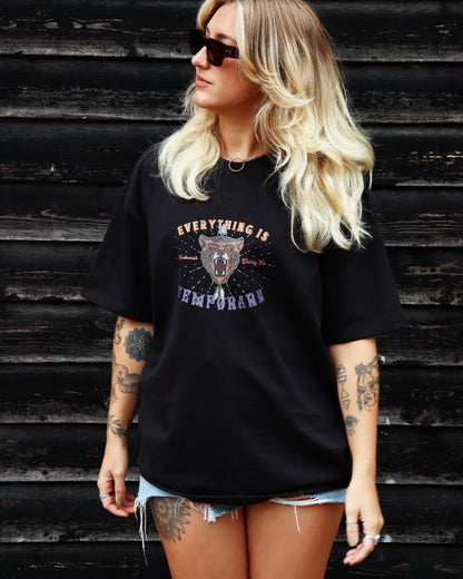 EVERYTHING IS TEMPORARY - Heavyweight Oversized Boxy T-Shirt (Black)