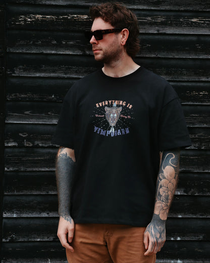 EVERYTHING IS TEMPORARY - Heavyweight Oversized Boxy T-Shirt (Black)