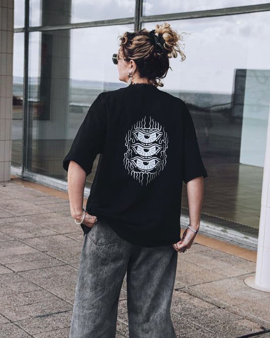 TRIPLE EYE - Oversized Boxy T-Shirt (Black)