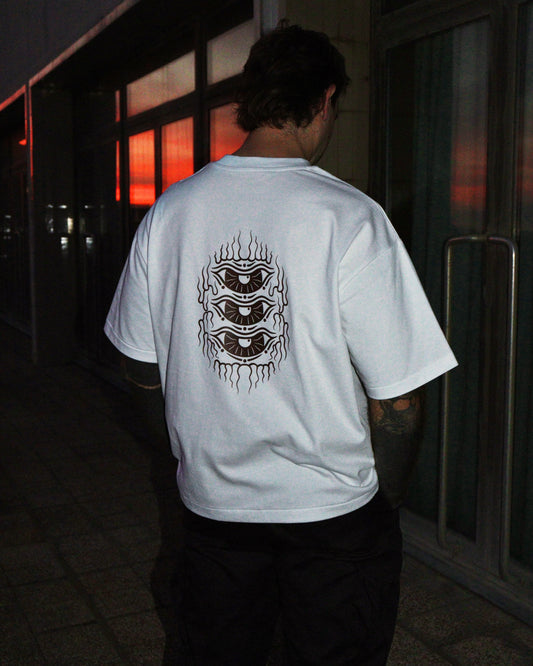 TRIPLE EYE - Oversized Boxy T-Shirt (White)