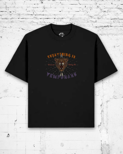 EVERYTHING IS TEMPORARY - Heavyweight Oversized Boxy T-Shirt (Black)