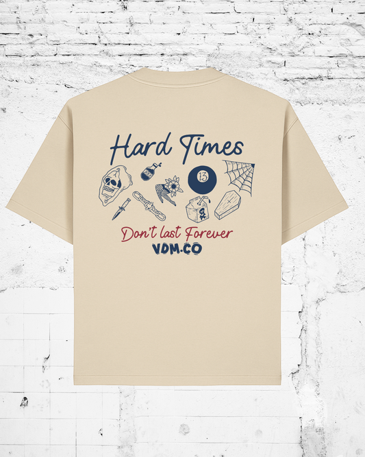 HARD TIMES - Heavyweight Oversized Boxy T-Shirt (Stone)
