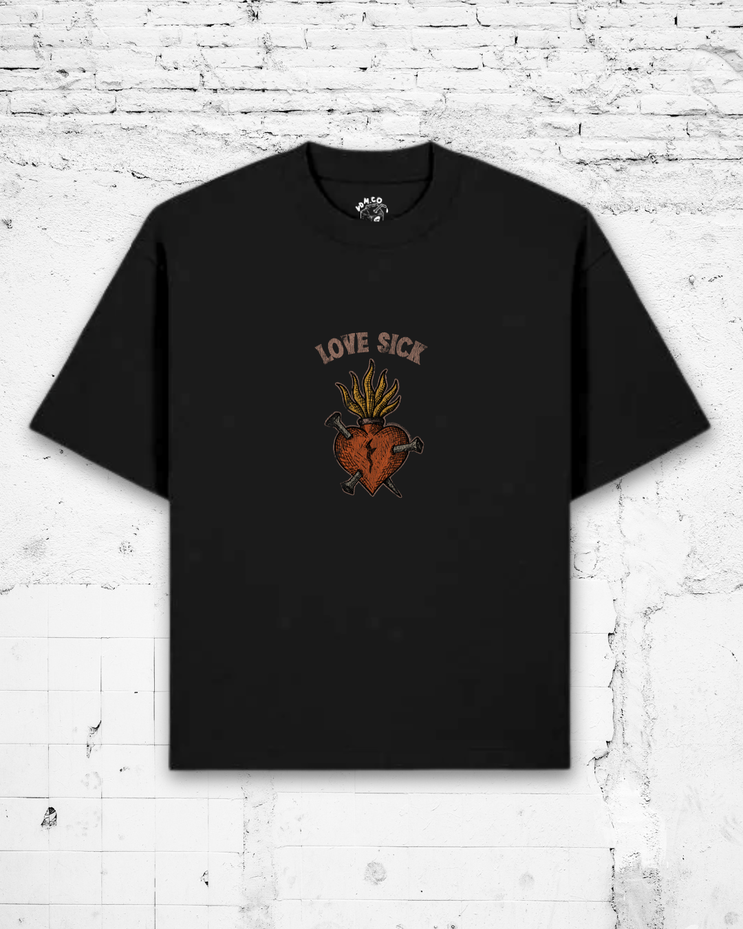 LOVE SICK - Heavyweight Oversized Boxy T-Shirt (Black)